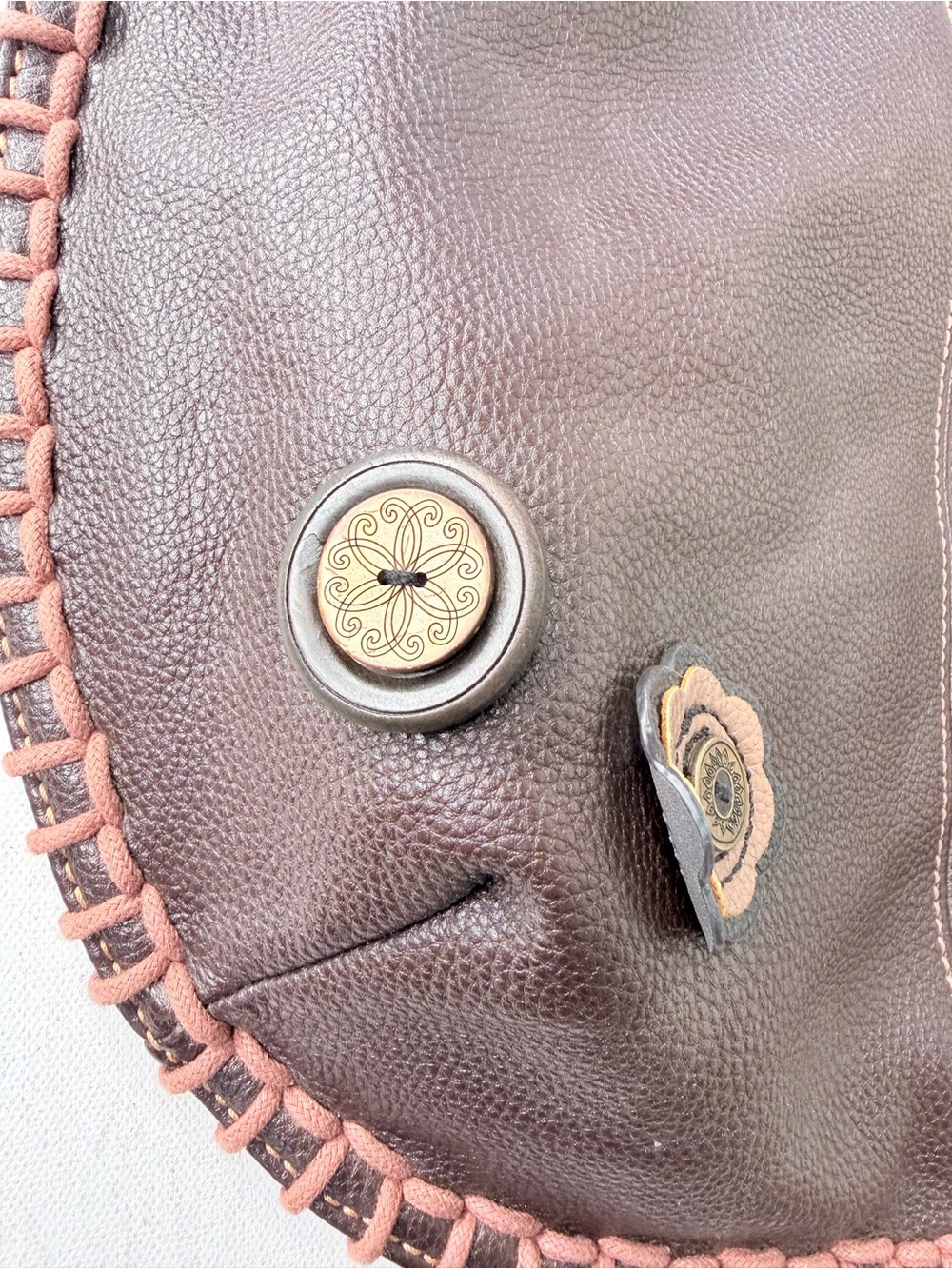 Chala boho brown leather shoulder bag - Picture 3 of 7